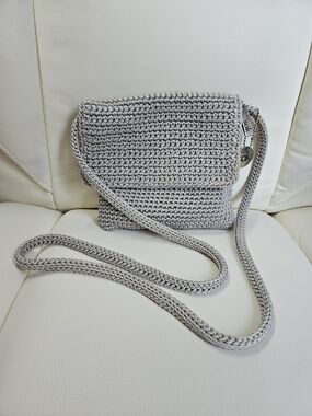 The Sak Light Gray Crochet Crossbody Bag